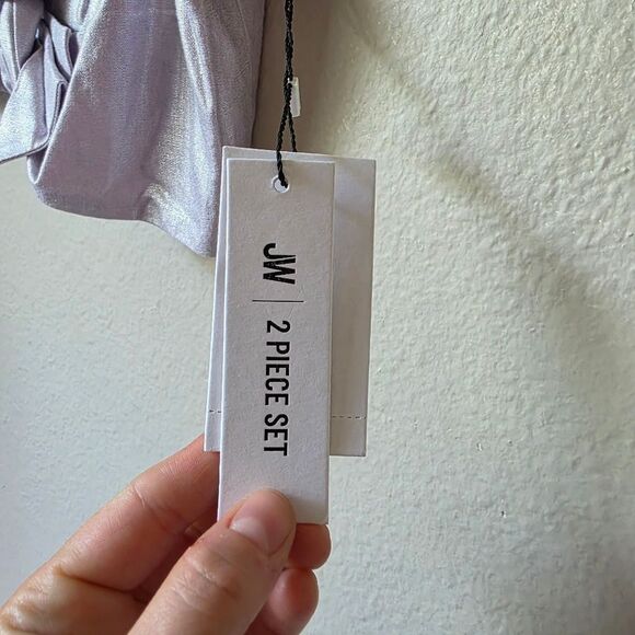 NWT Jason Wu Luminous Lavender Shimmery Tie Front Crop Top Small - Picture 6 of 8